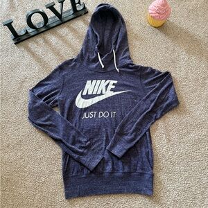 Nike Heathered Navy Hoodie with White Logo